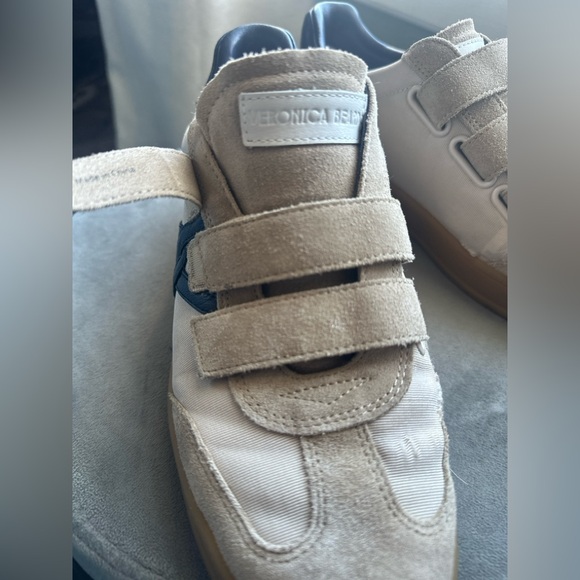 VERONICA BEARD Reagan Retro Velcro Sneakers Canvas Suede Sand/Eclipse Womens 7.5 - Picture 10 of 15